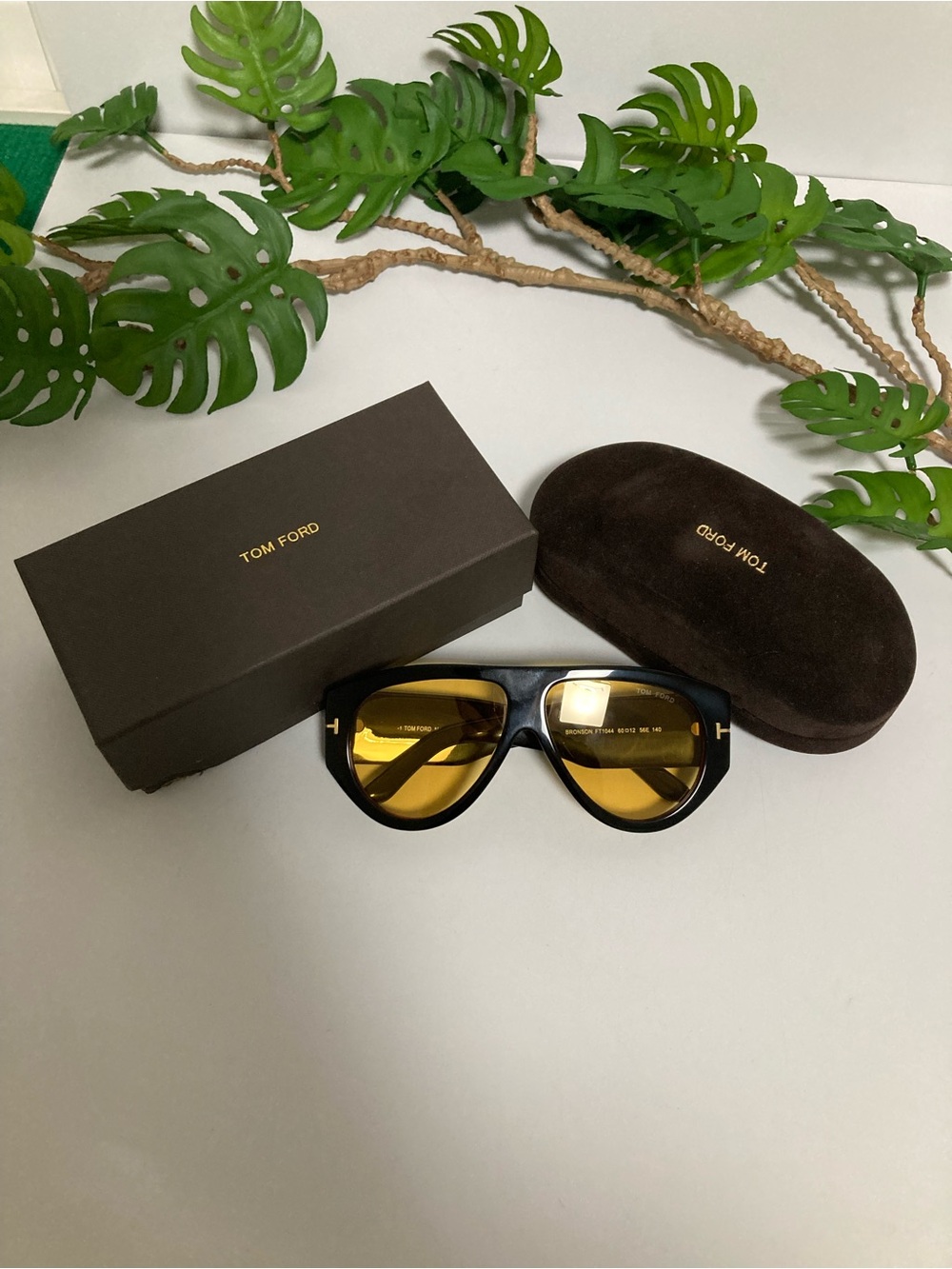 Tom Ford Black Frame Sunglasses with Amber Lenses